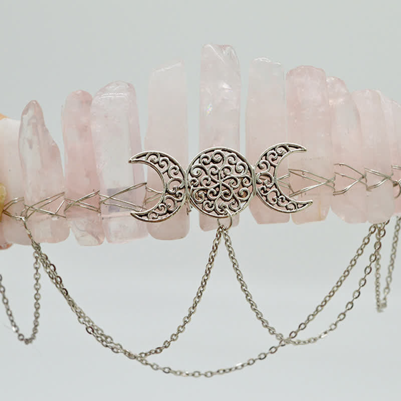 Couronne de cristal naturel de déesse de croissant de lune Olivenorma