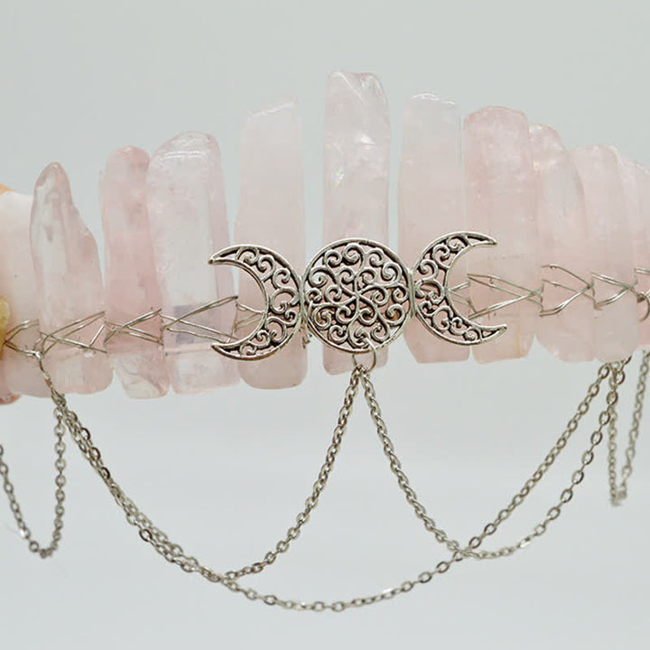 Couronne de cristal naturel de déesse de croissant de lune Olivenorma
