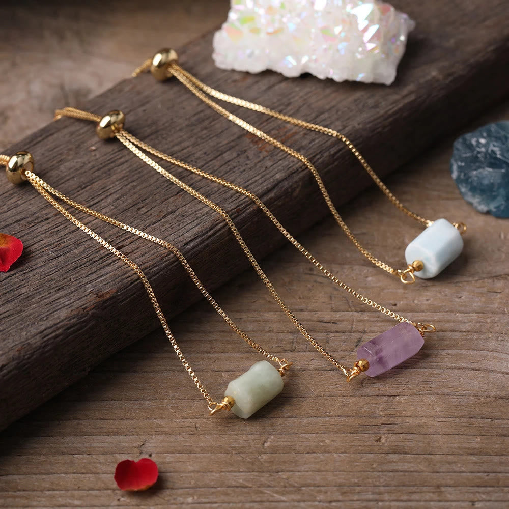 Bracelet chaîne en métal avec pierres prismatiques en cristal naturel Olivenorma