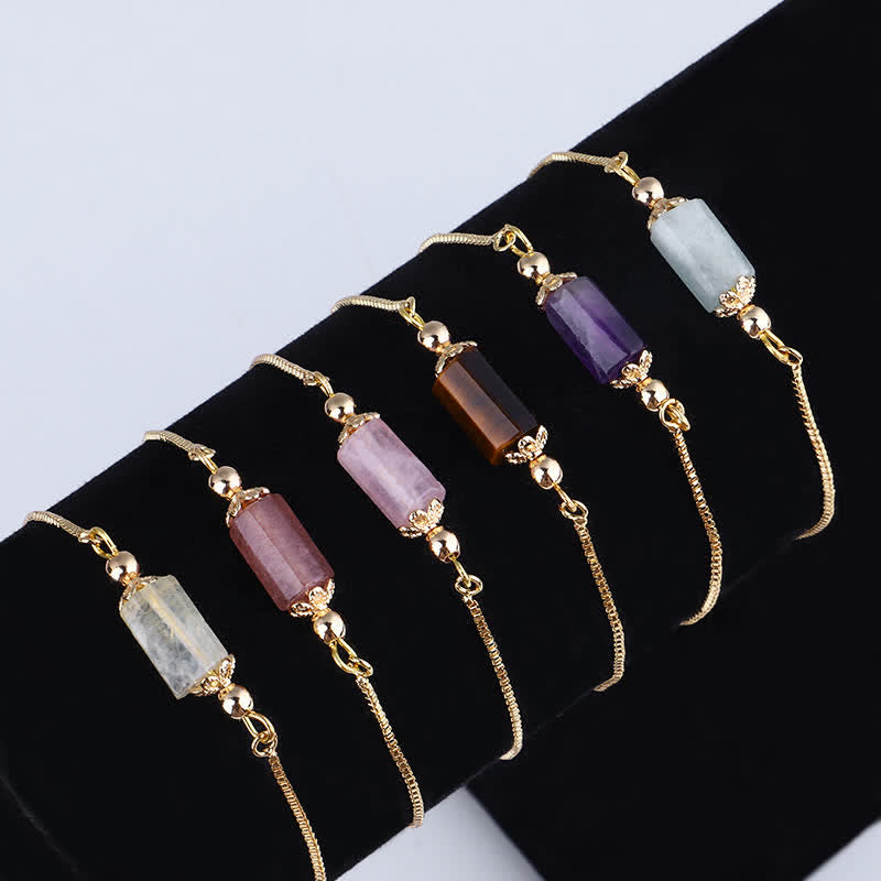 Bracelet chaîne en or délicat avec cristal naturel Olivenorma