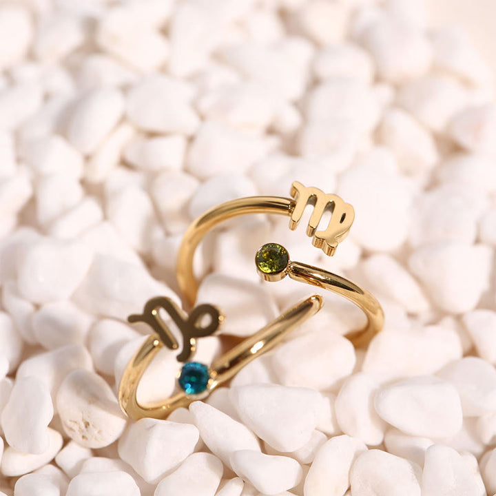 Bague avec pierre de naissance du zodiaque Olivenorma