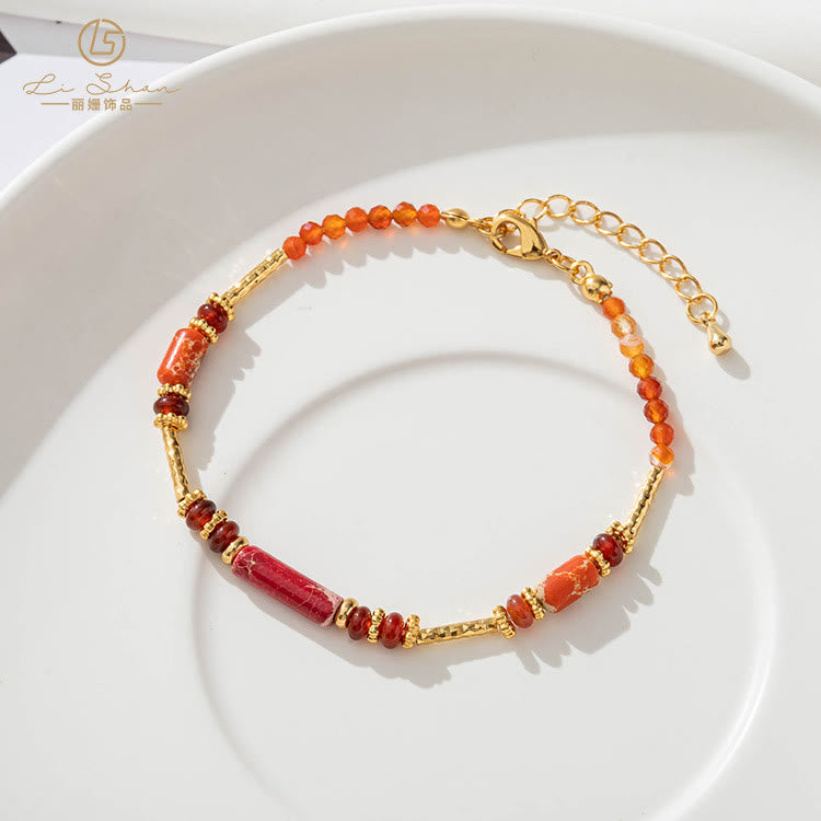 Bracelet en perles de pierre naturelle de forme géométrique Olivenorma