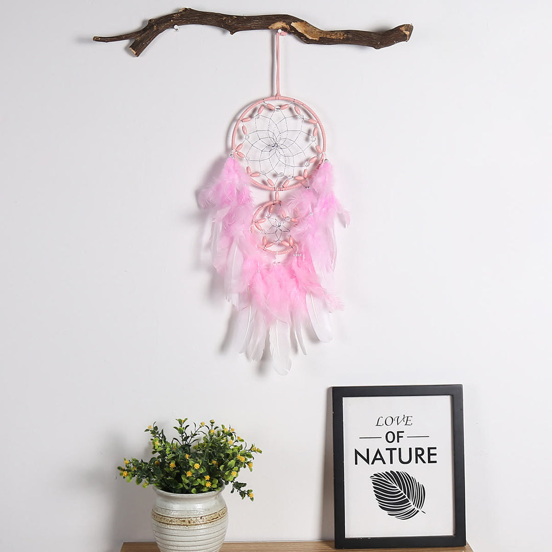 Attrape-rêves en perles de bois acryliques roses Olivenorma