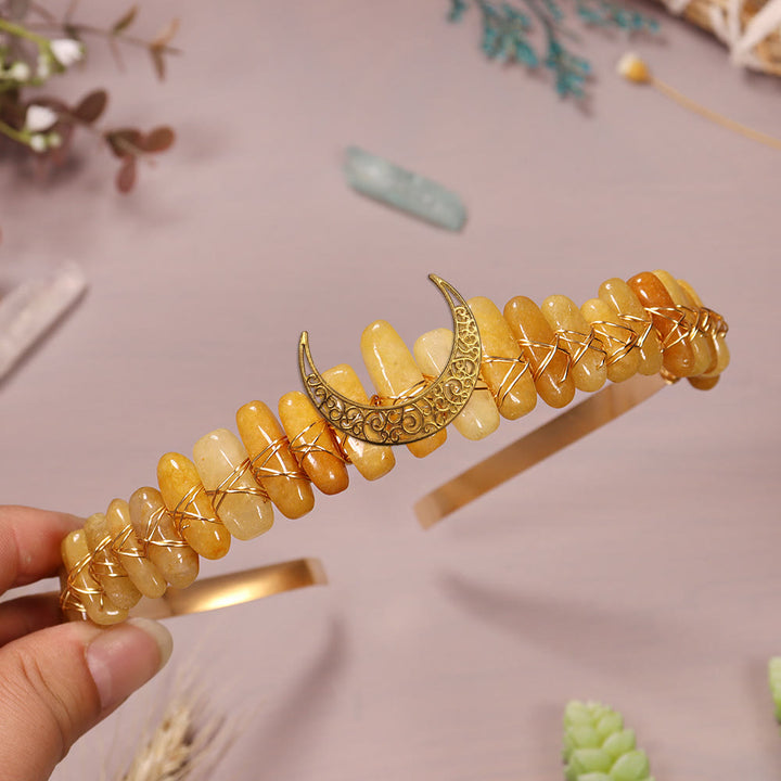 Couronne de cristal de lune en fil d'or et pierre naturelle Olivenorma