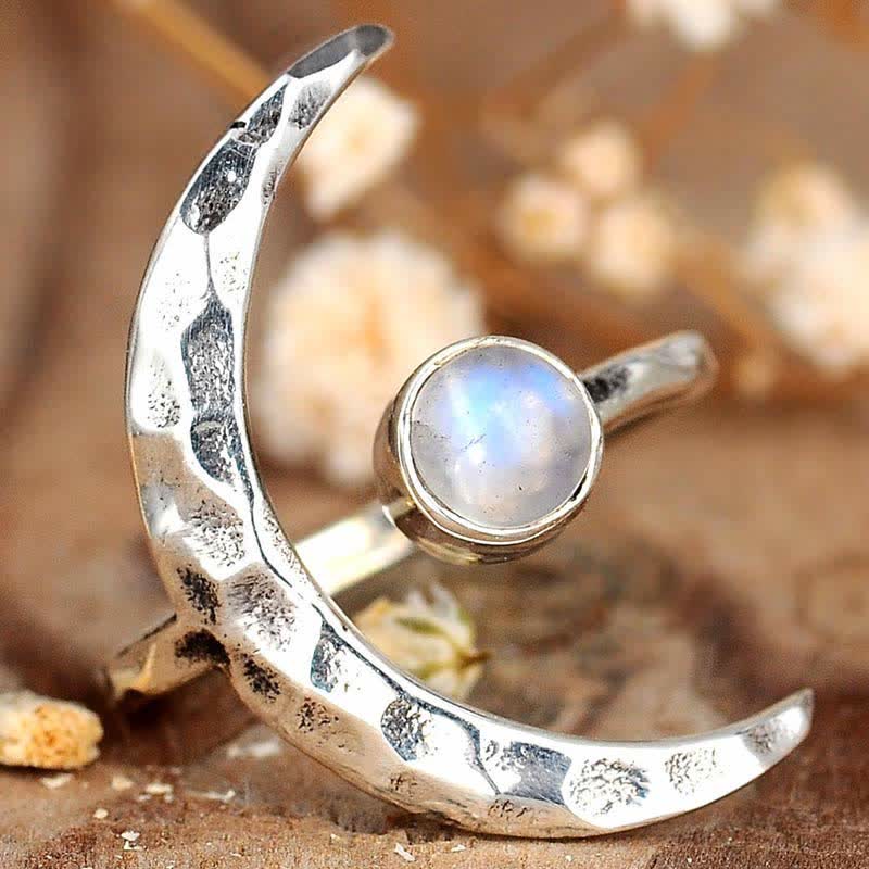 Bague Croissant de Lune en Pierre de Lune Olivenorma