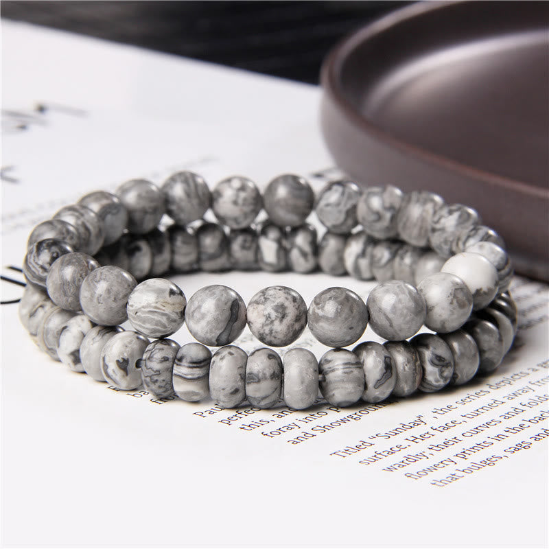 Ensemble de bracelets à double couche pour homme avec bijoux en perles Olivenorma