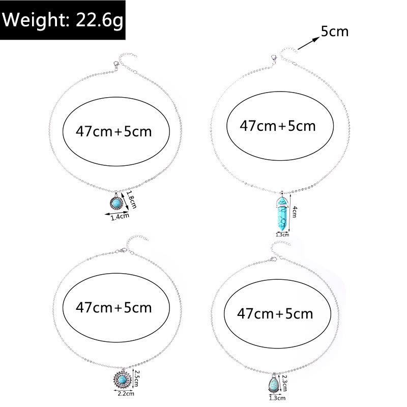 Ensemble de boucles d'oreilles et collier multicouches en turquoise Olivenorma