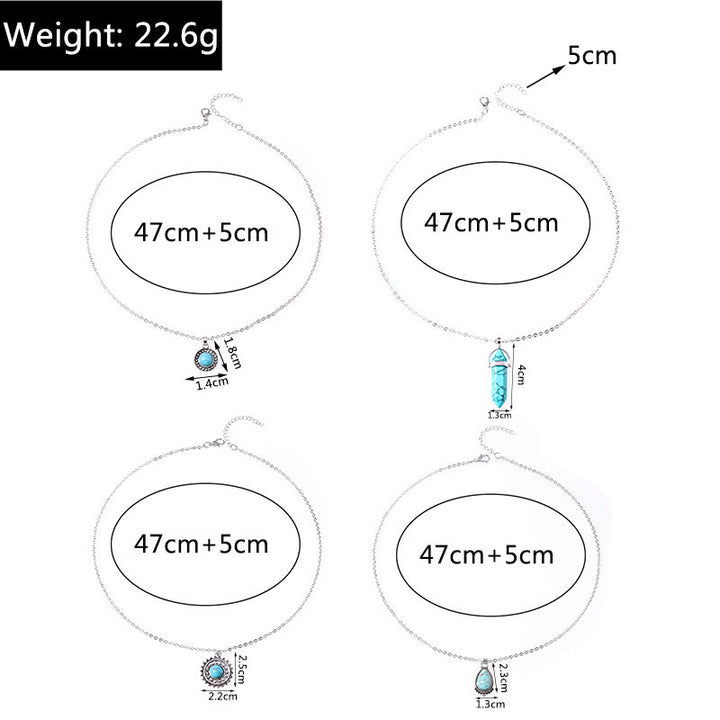 Ensemble de boucles d'oreilles et collier multicouches en turquoise Olivenorma