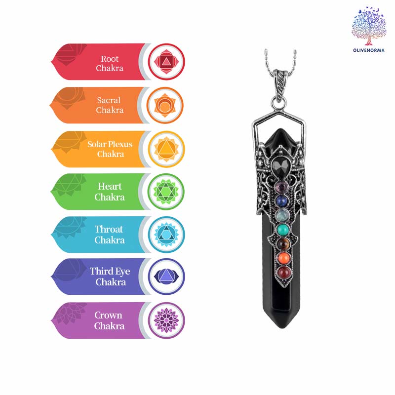 Collier ras du cou avec pendentif en forme de colonne hexagonale en cristal Olivenorma