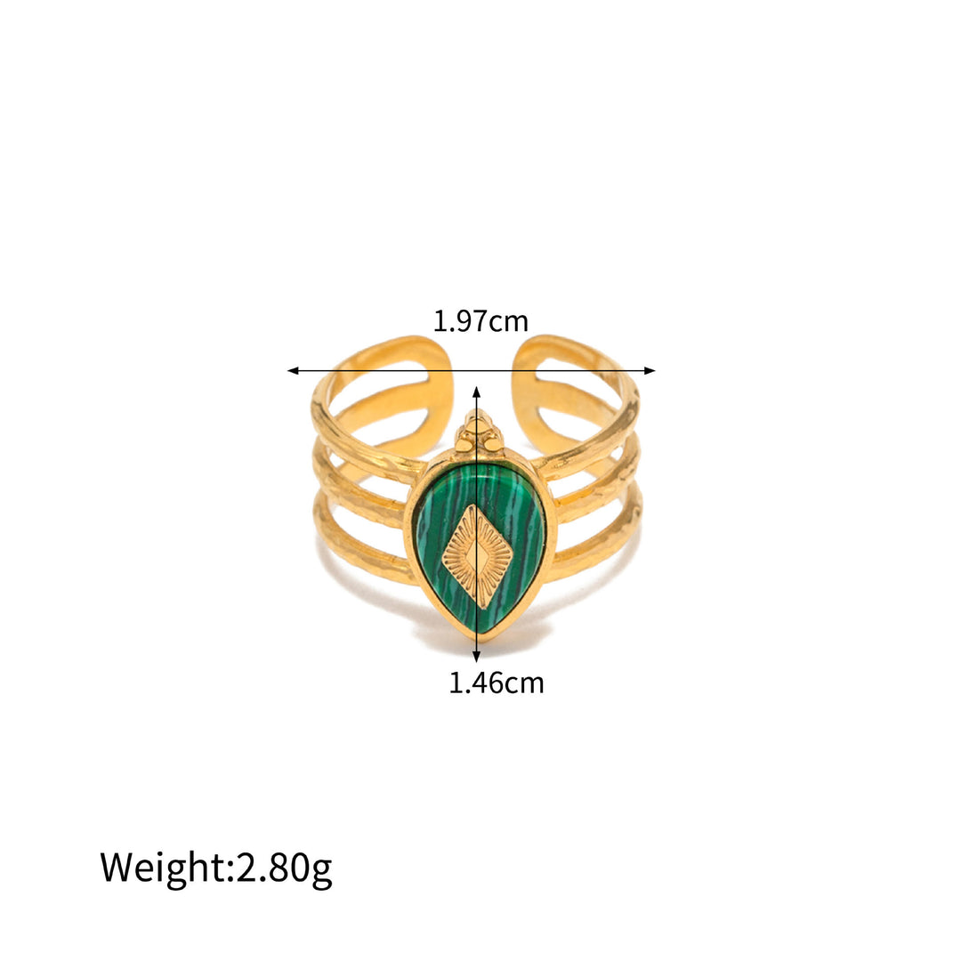 Bague irrégulière ajustable en malachite naturelle Olivenorma