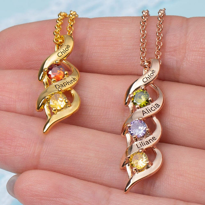 Collier personnalisé avec 1 à 6 gravures et pierres de naissance