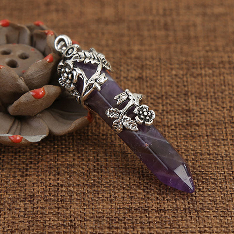 Collier de guérison spirituelle en pierre naturelle avec rose Olivenorma
