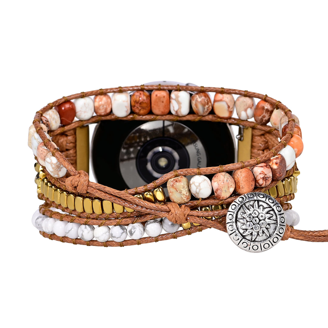 Bracelet Samsung tressé en perles turquoise blanches Olivenorma