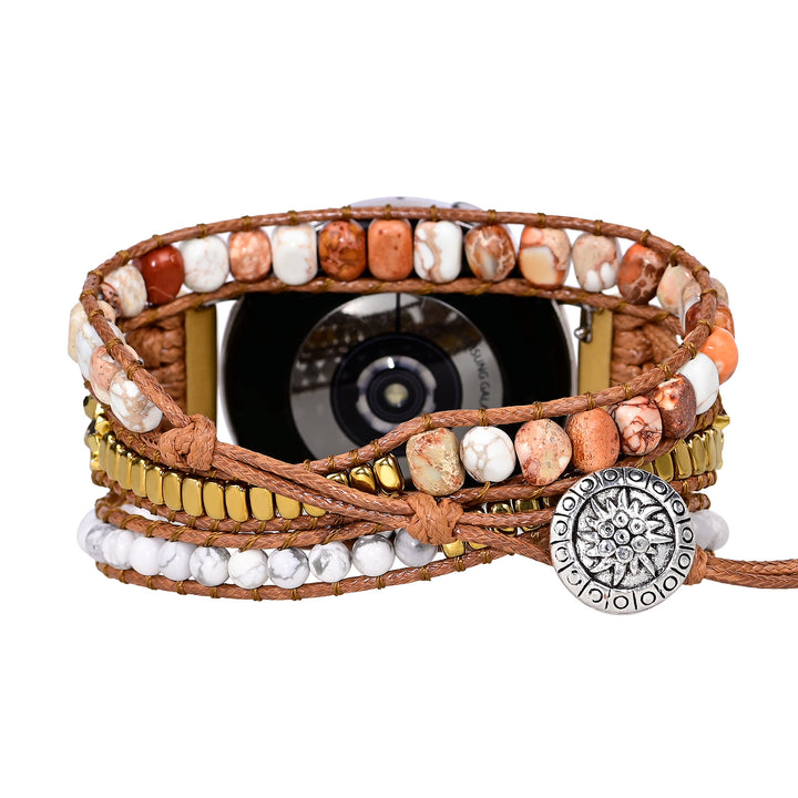 Bracelet Samsung tressé en perles turquoise blanches Olivenorma