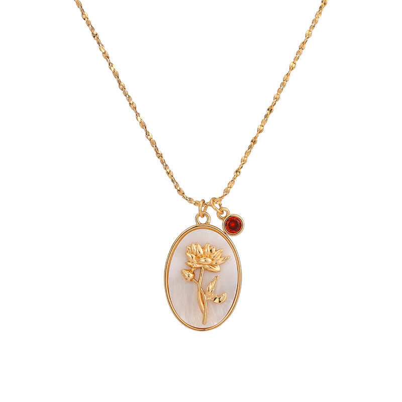 Collier avec pierre de naissance et fleur de naissance Olivenorma
