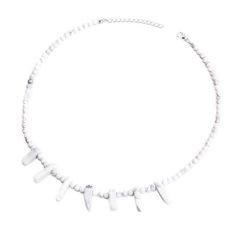 Collier bohème en pierre naturelle de défense Olivenorma avec perles de 4 mm