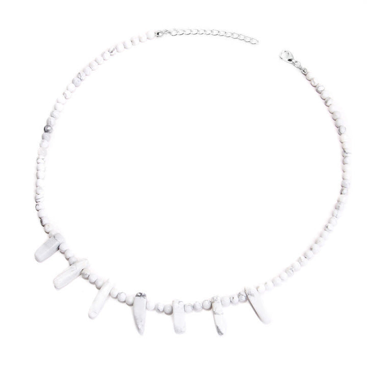 Collier bohème en pierre naturelle de défense Olivenorma avec perles de 4 mm