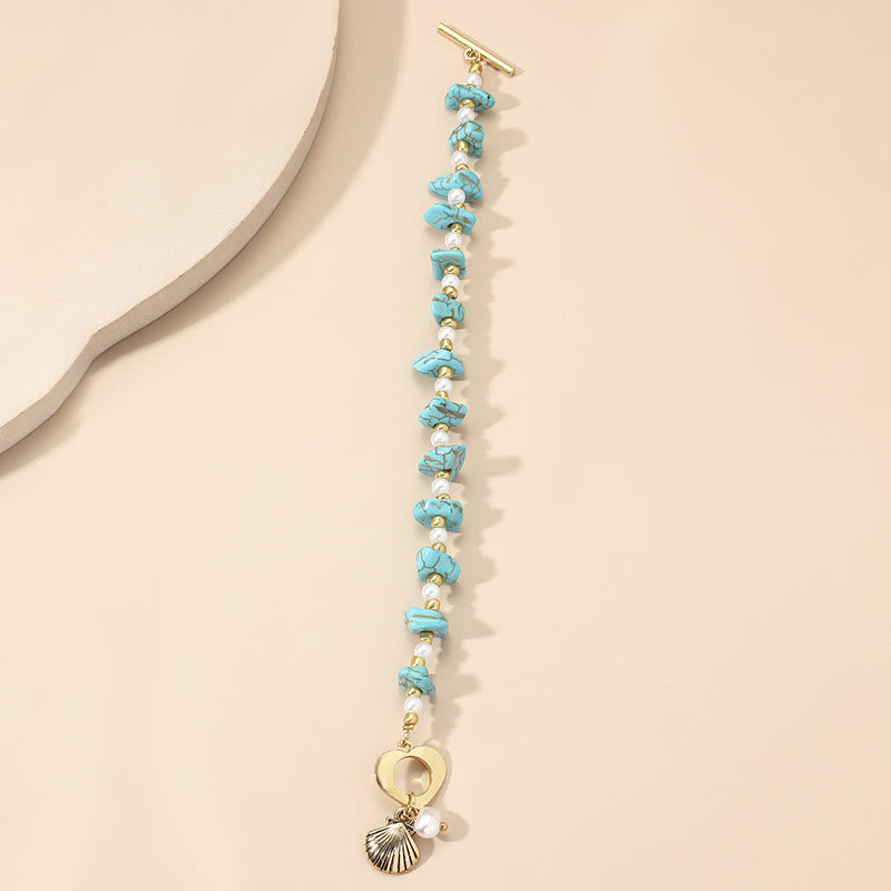 Bracelet pendentif en coquillage turquoise irrégulier Olivenorma