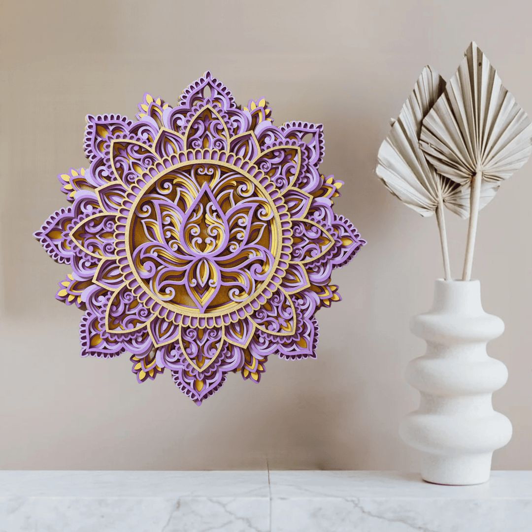 Peinture murale 3D Mandala Lotus Bleu Olivenorma