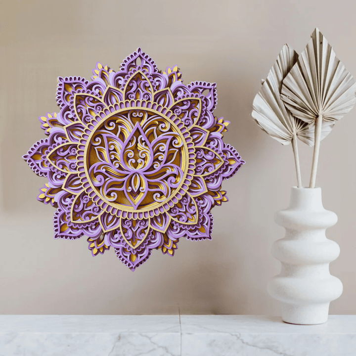 Peinture murale 3D Mandala Lotus Bleu Olivenorma