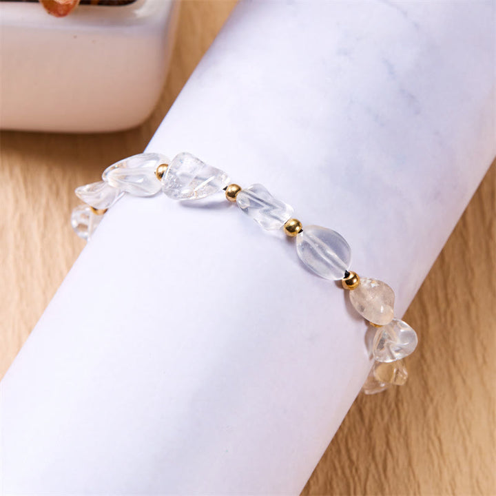 Bracelet tissé à la main en perles de pierre irrégulières naturelles Olivenorma