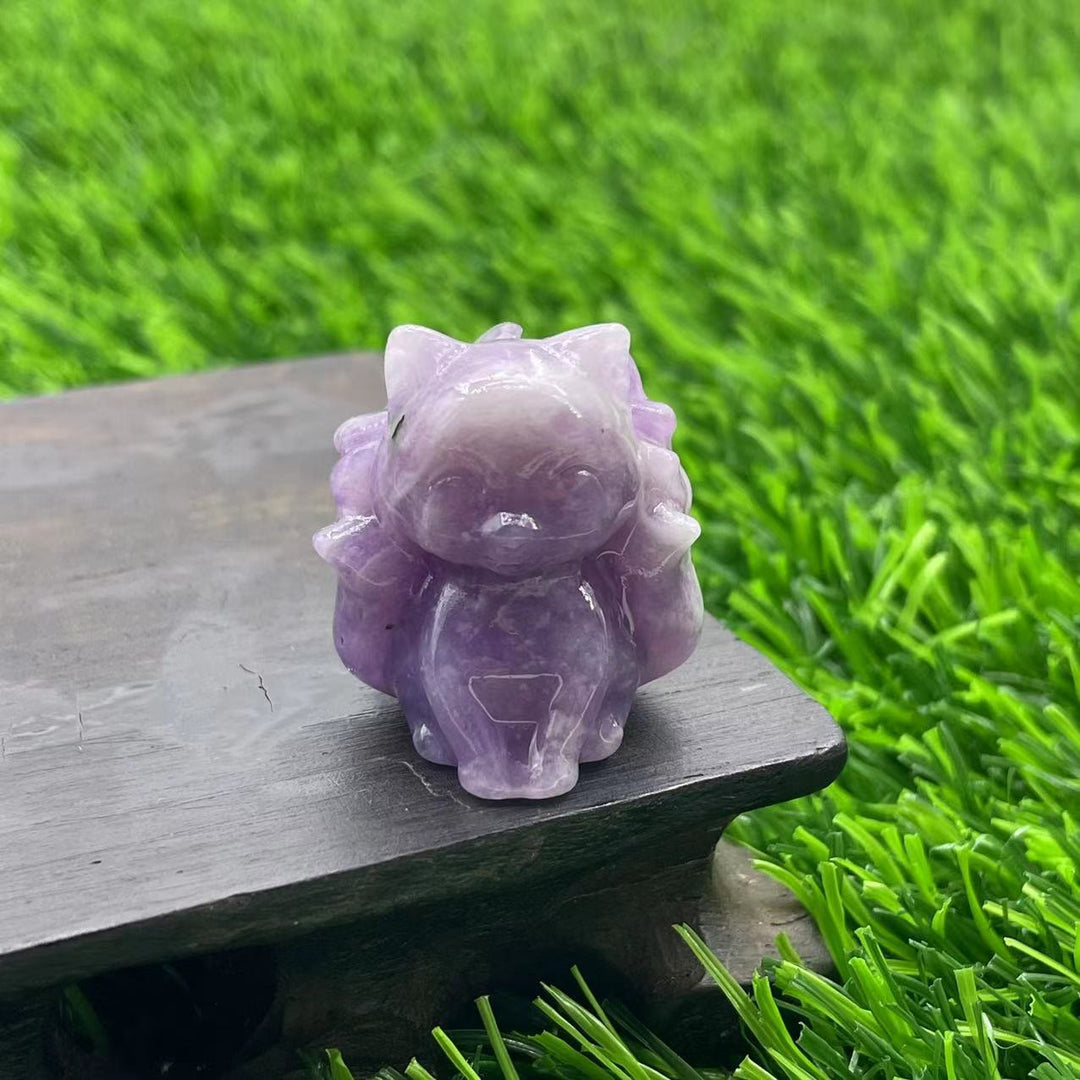 Décoration en pierre précieuse de renard à neuf queues en pierre naturelle Olivenorma de 3 cm