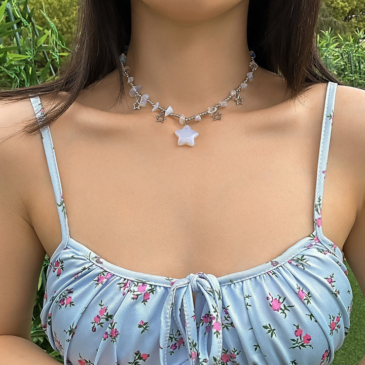 Collier ras du cou à pampilles en cristal et étoile de Bohême Olivenorma