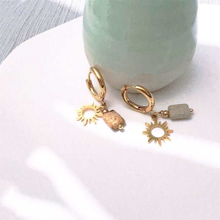 Collier et bracelet avec pendentif soleil en jaspe naturel Olivenorma