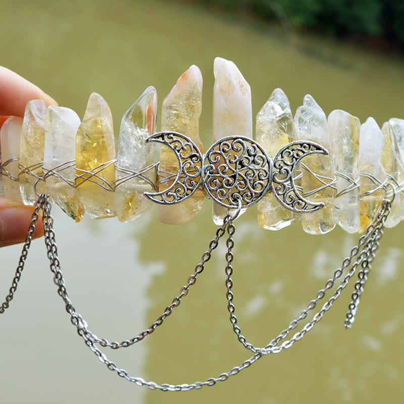 Couronne de cristal naturel de déesse de croissant de lune Olivenorma
