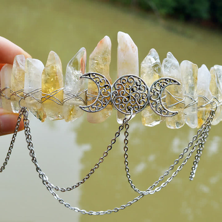 Couronne de cristal naturel de déesse de croissant de lune Olivenorma
