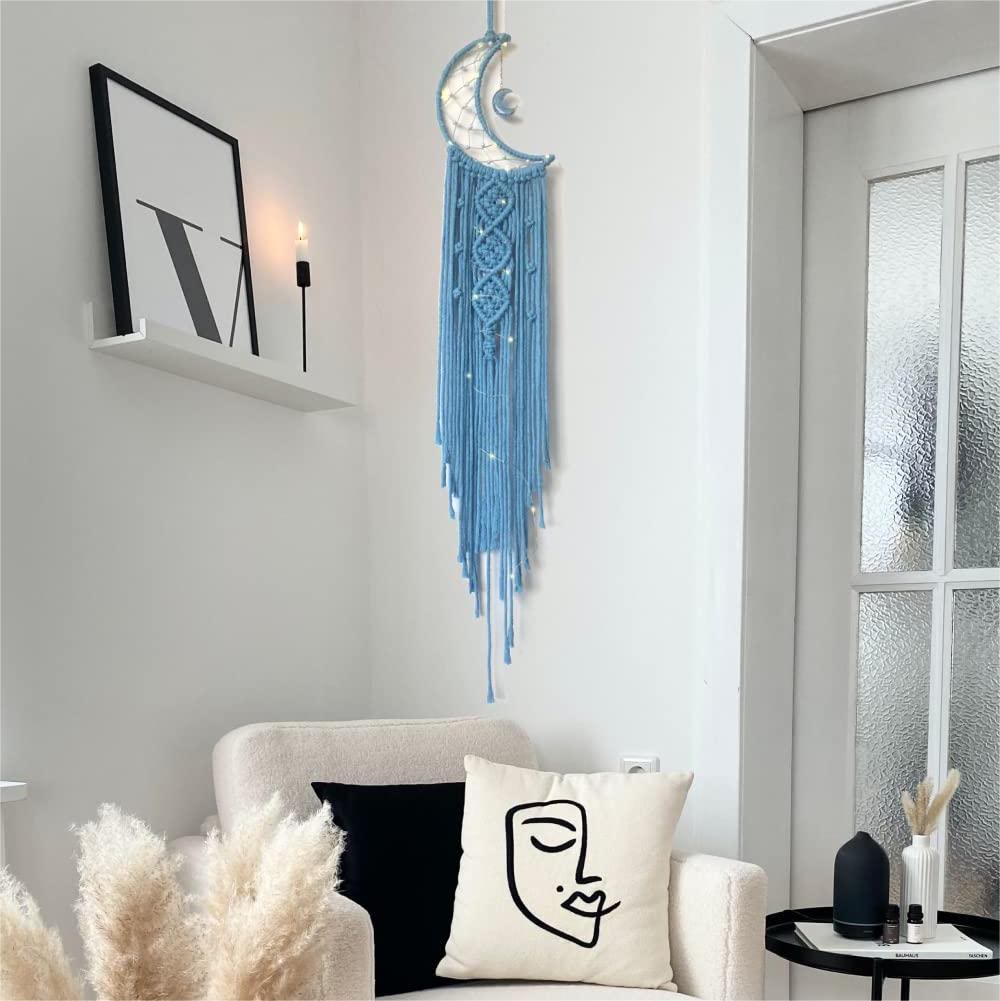 Attrape-rêves en macramé avec pompons et étoile de lune Olivenorma