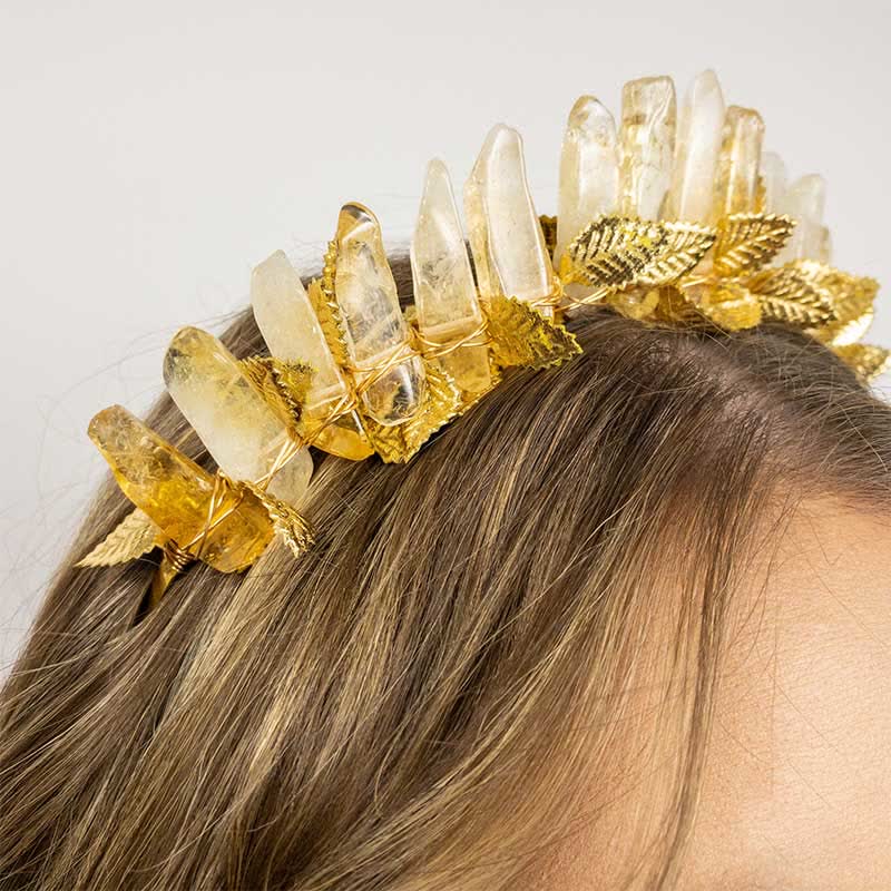 Couronne de cristal pour bandeau de mariée en or et citrine Olivenorma
