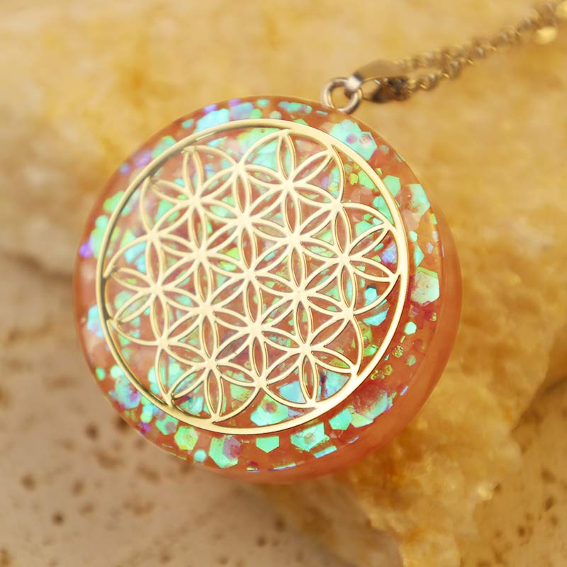 Collier Reki Fleur de Vie Quartz Rose