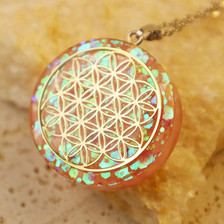 Collier Reki Fleur de Vie Quartz Rose