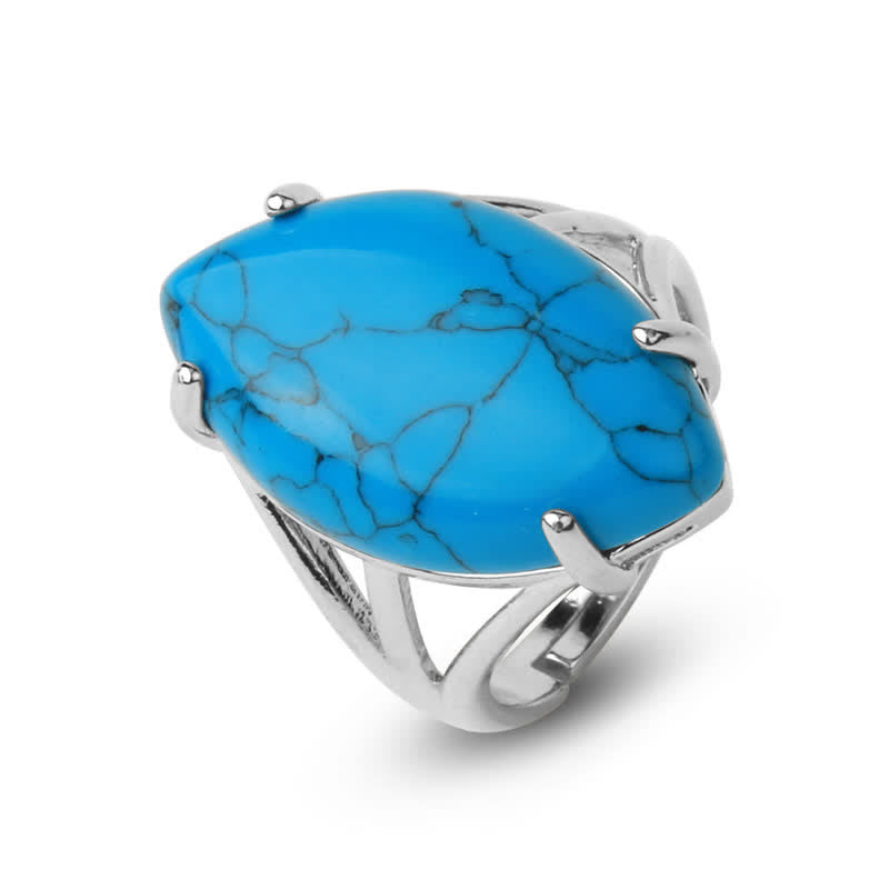 Bague ajustable en forme de graine de melon avec améthyste Olivenorma