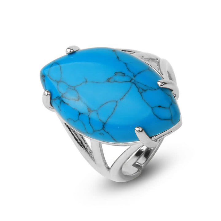 Bague ajustable en forme de graine de melon avec améthyste Olivenorma