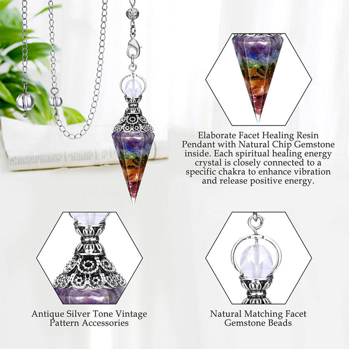 Pendule de méditation en cristal naturel pour les 7 chakras