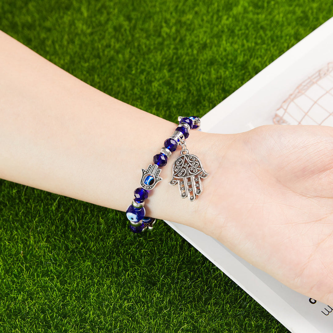 Bracelet pendentif Hamsa mauvais œil en époxy et zircon Olivenorma