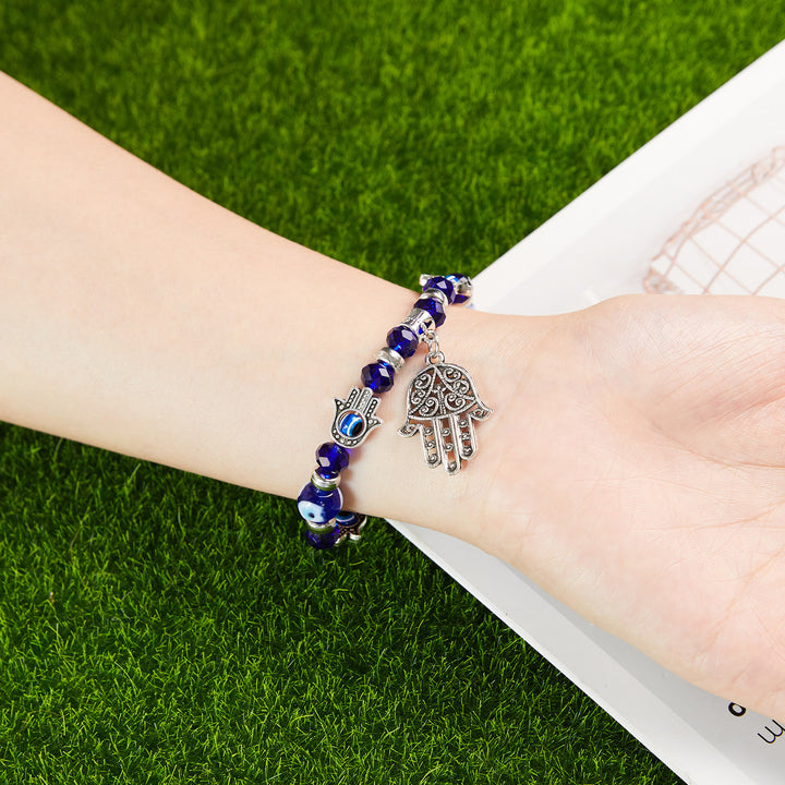 Bracelet pendentif Hamsa mauvais œil en époxy et zircon Olivenorma