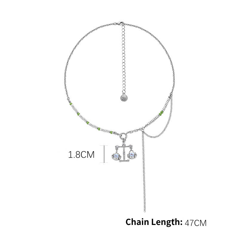 Collier pendentif en alliage avec pierre de lune et zodiaque Olivenorma