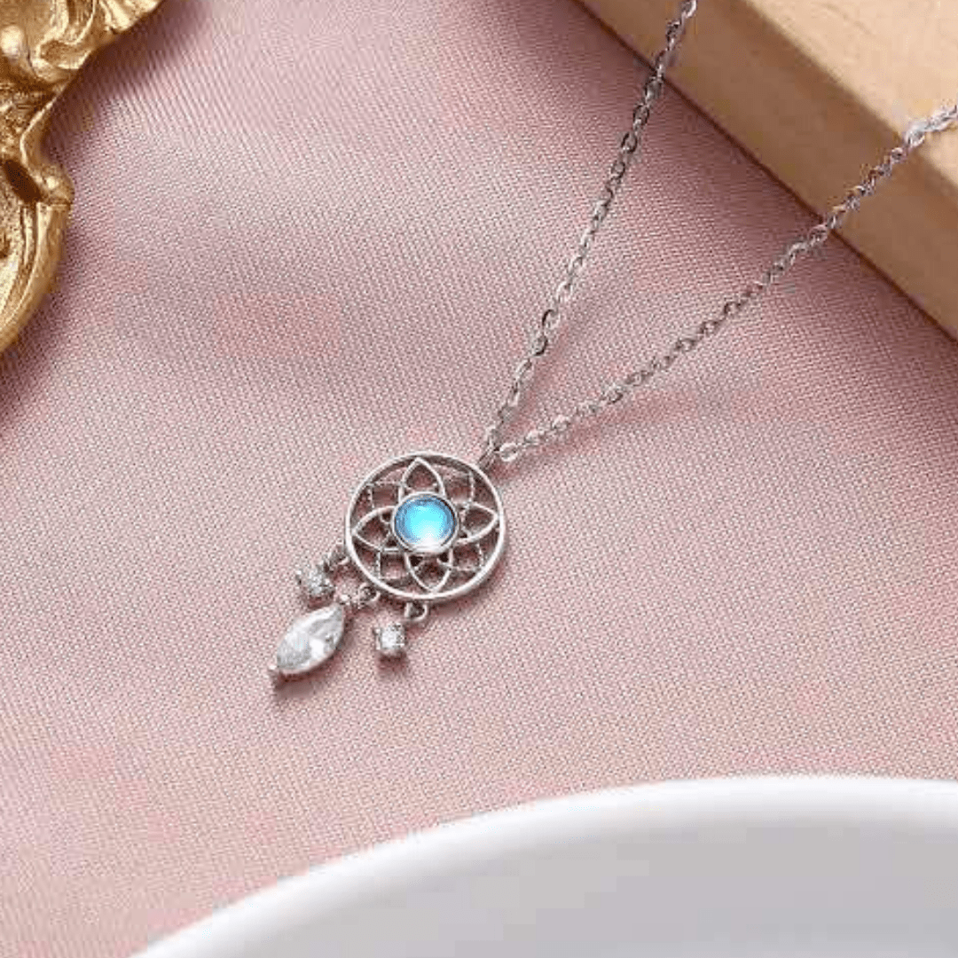 Collier attrape-rêves fait main Olivenorma avec pierre de lune