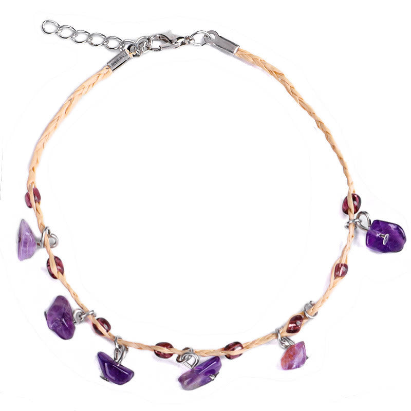 Bracelet de cheville avec pendentif en gravier de cristal naturel Olivenorma