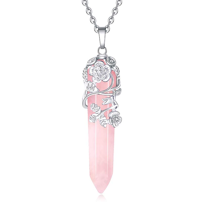 Collier à colonne hexagonale en cristal naturel Olivenorma