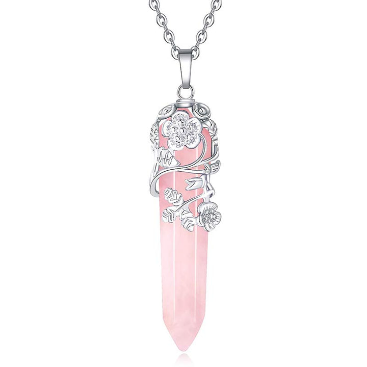 Collier à colonne hexagonale en cristal naturel Olivenorma
