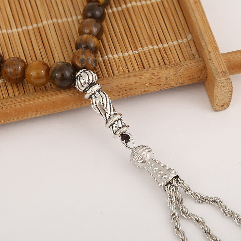 Bracelet chapelet de prière musulmane Olivenorma Oeil de Tigre 33 pièces 99 pièces