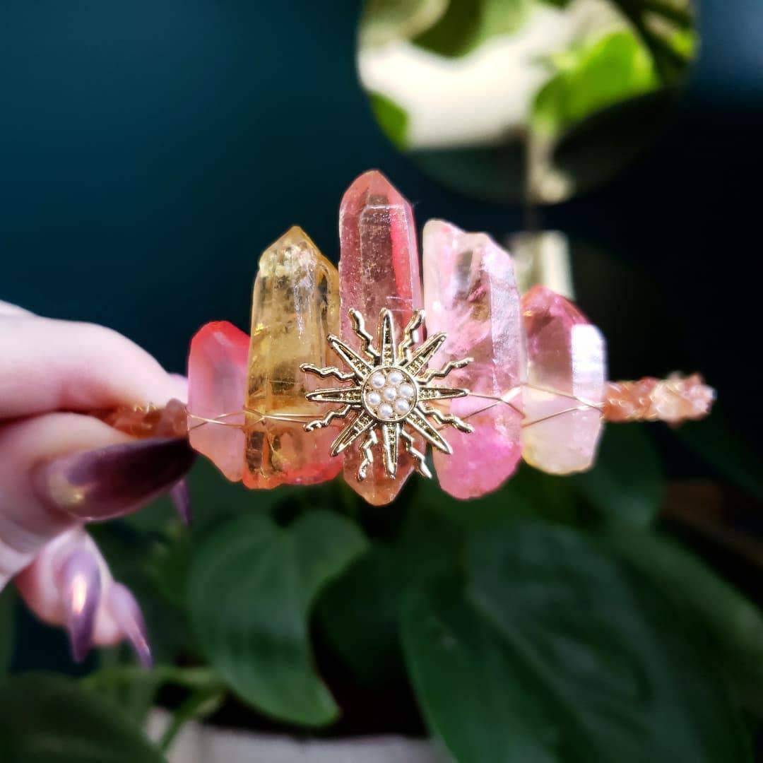 Couronne de cristal Boho Festival en cristal rose Olivenorma