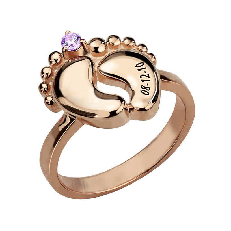 Bague créative avec pierres de naissance gravées pour pieds de bébé Olivenorma