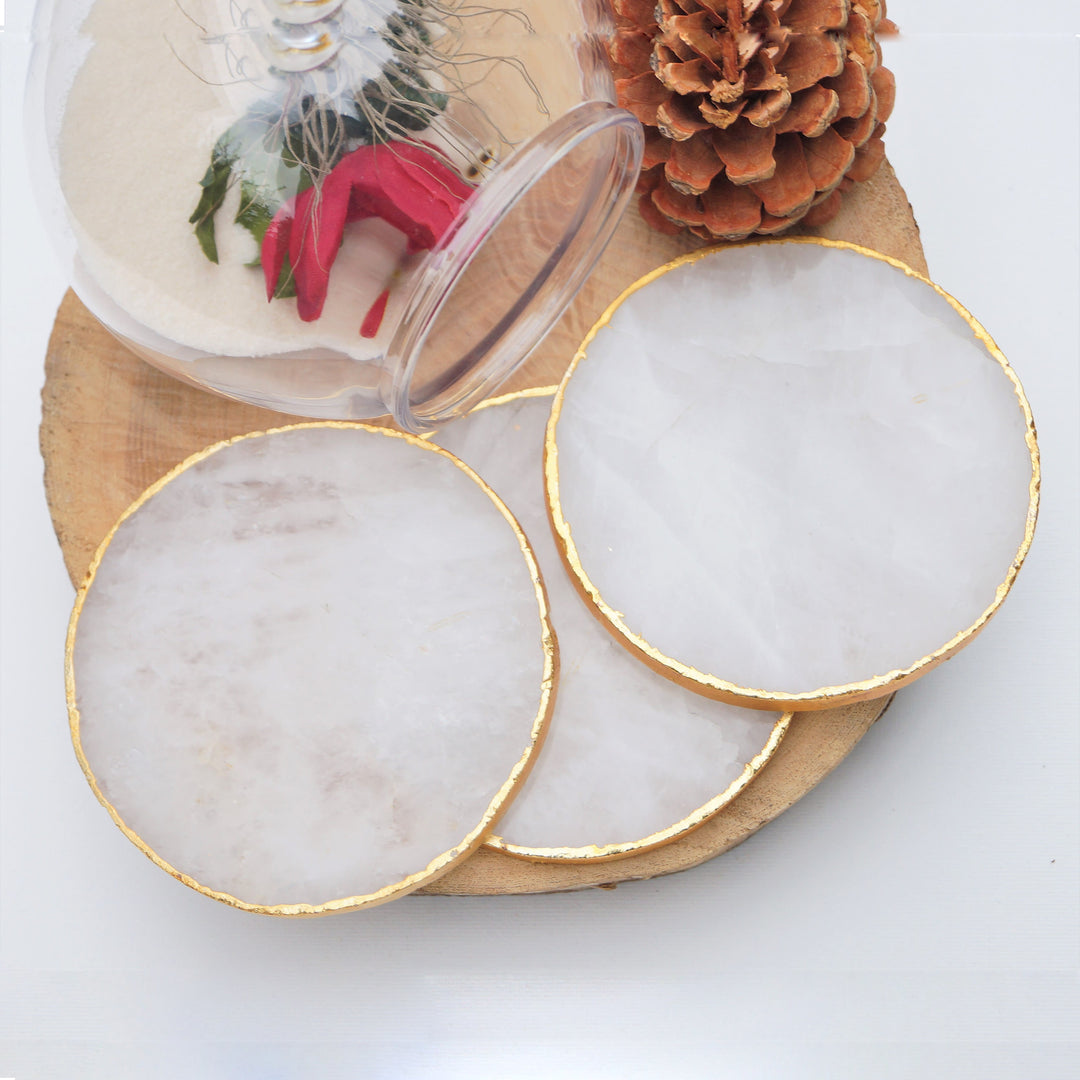 Dessous de verre rond en cristal transparent Olivenorma, décoration en pierres précieuses