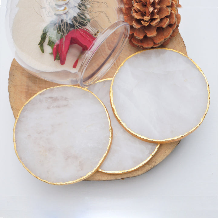 Dessous de verre rond en cristal transparent Olivenorma, décoration en pierres précieuses