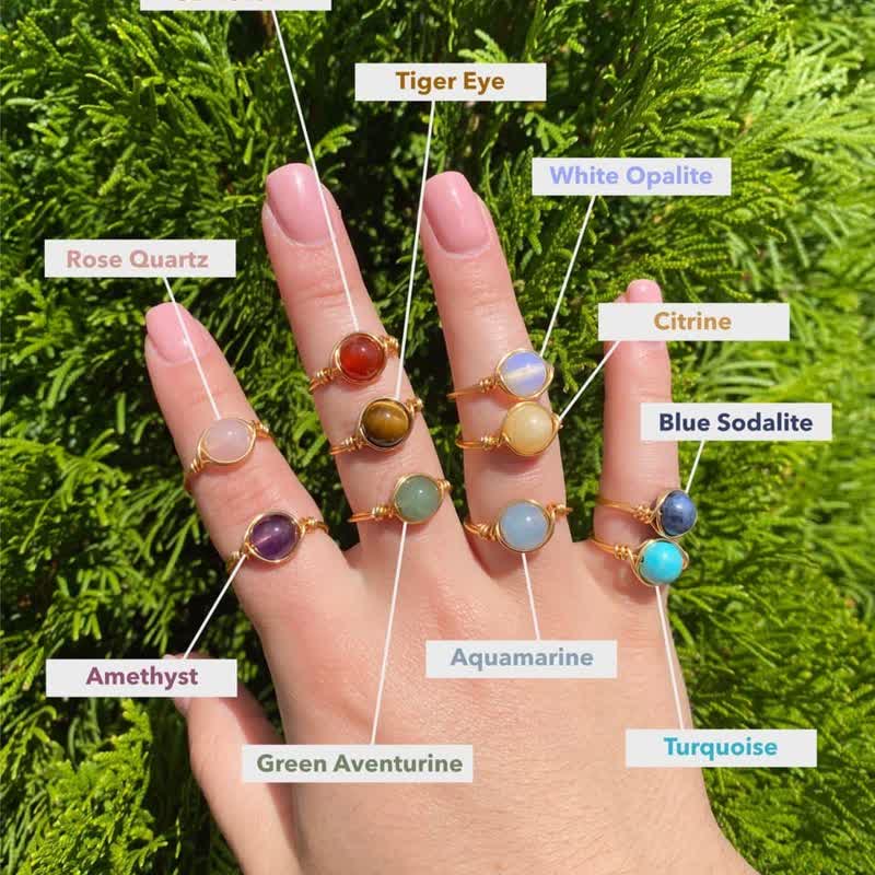 Bague de guérison en cristal enveloppée de fil